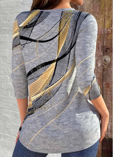 Light Grey Marl plus size,Geometric plus size,ROTITA Plus Size Criss Cross Light Grey Marl T Shirt