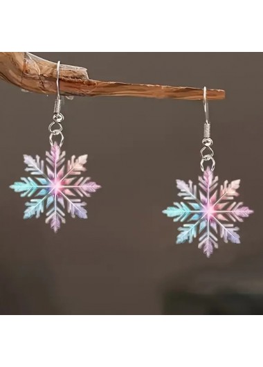 Multi Color jewelry,Christmas Snowflake Multi Color Acrylic Earrings