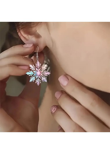 Multi Color jewelry,Christmas Snowflake Multi Color Acrylic Earrings