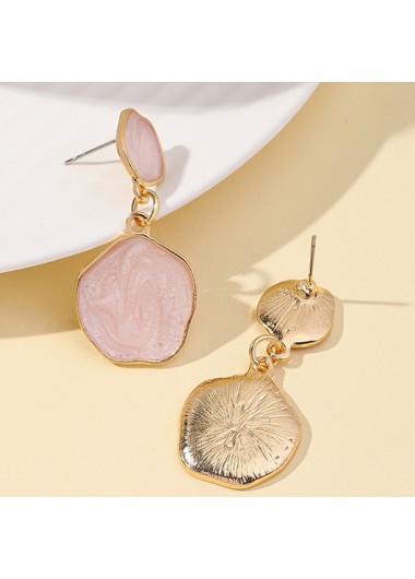 Light Pink jewelry,Geometric jewelry,Light Pink Alloy Geometric Design Earrings