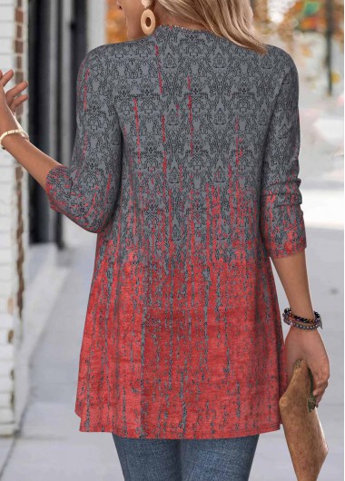 Dark Grey tops,Ombre tops,ROTITA Ombre Dark Grey Long Sleeve Open Front Coat