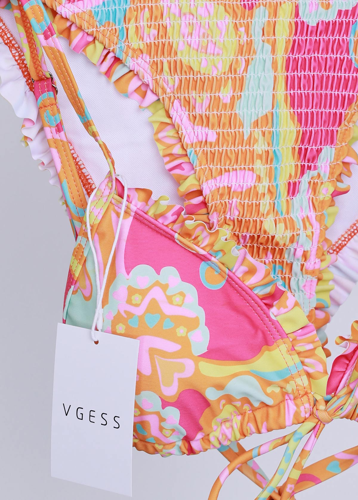 Multi Color swimwear,Paisley swimwear,ROTITA Frill Multi Color Paisley Print Bikini Set