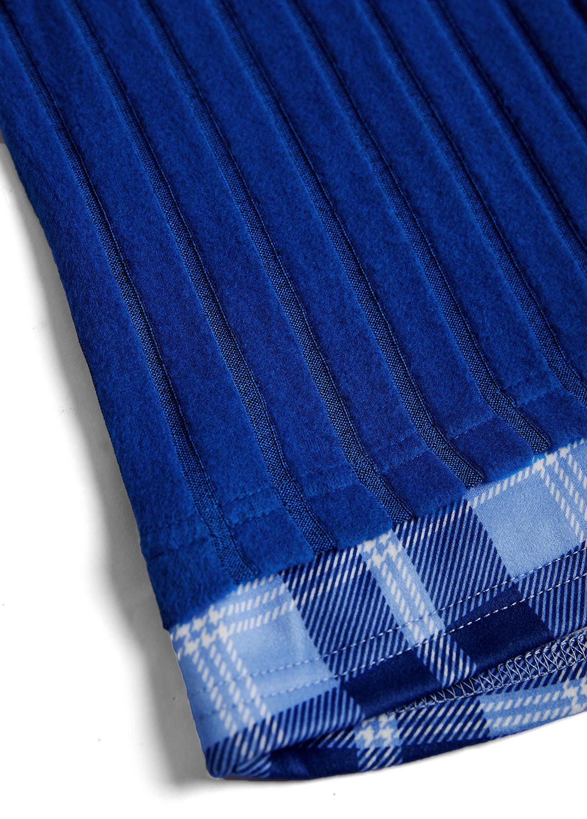 ensemble deux pièces en faux plaid bleu à boutons rotita