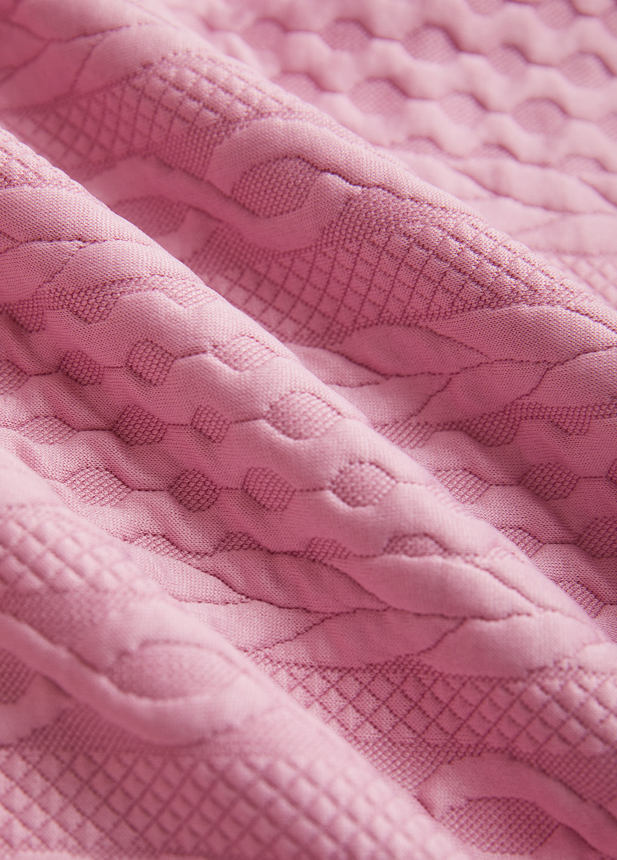 Pink tops,Plain Color tops,ROTITA Jacquard Pink Long Sleeve Zipper Hoodie