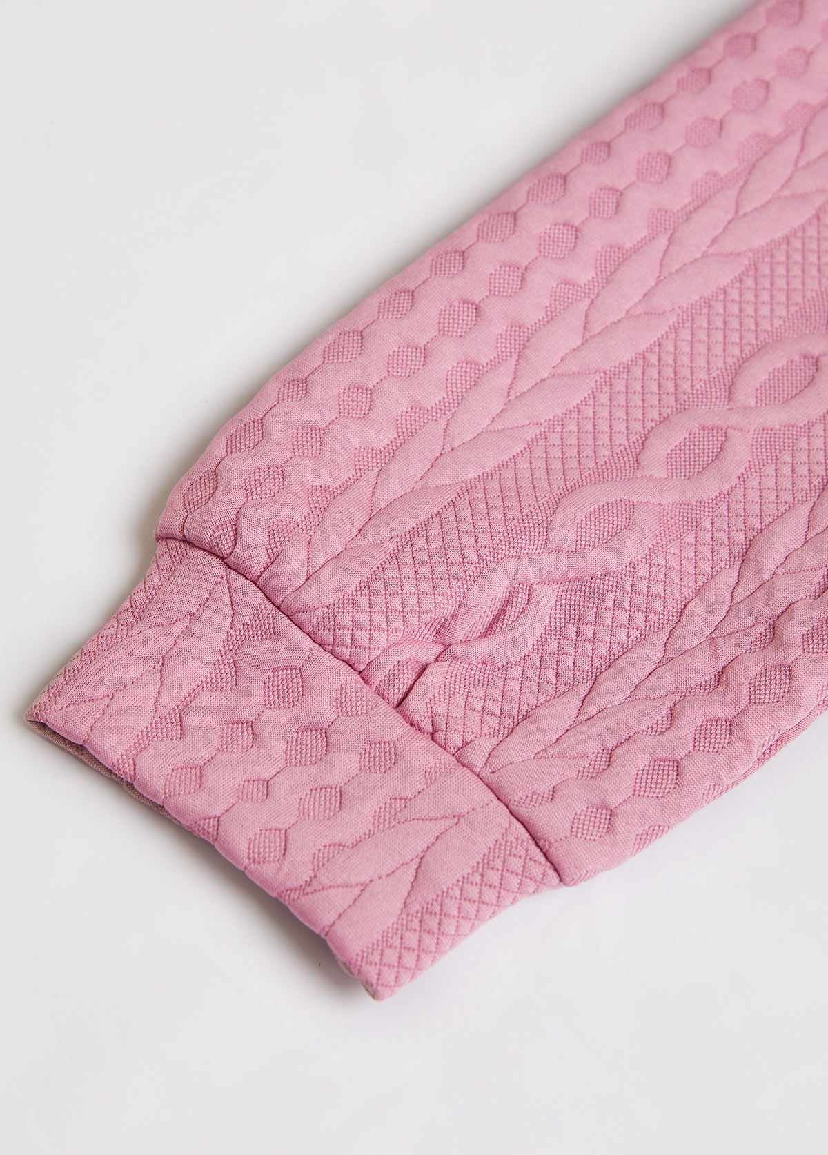 Pink tops,Plain Color tops,ROTITA Jacquard Pink Long Sleeve Zipper Hoodie
