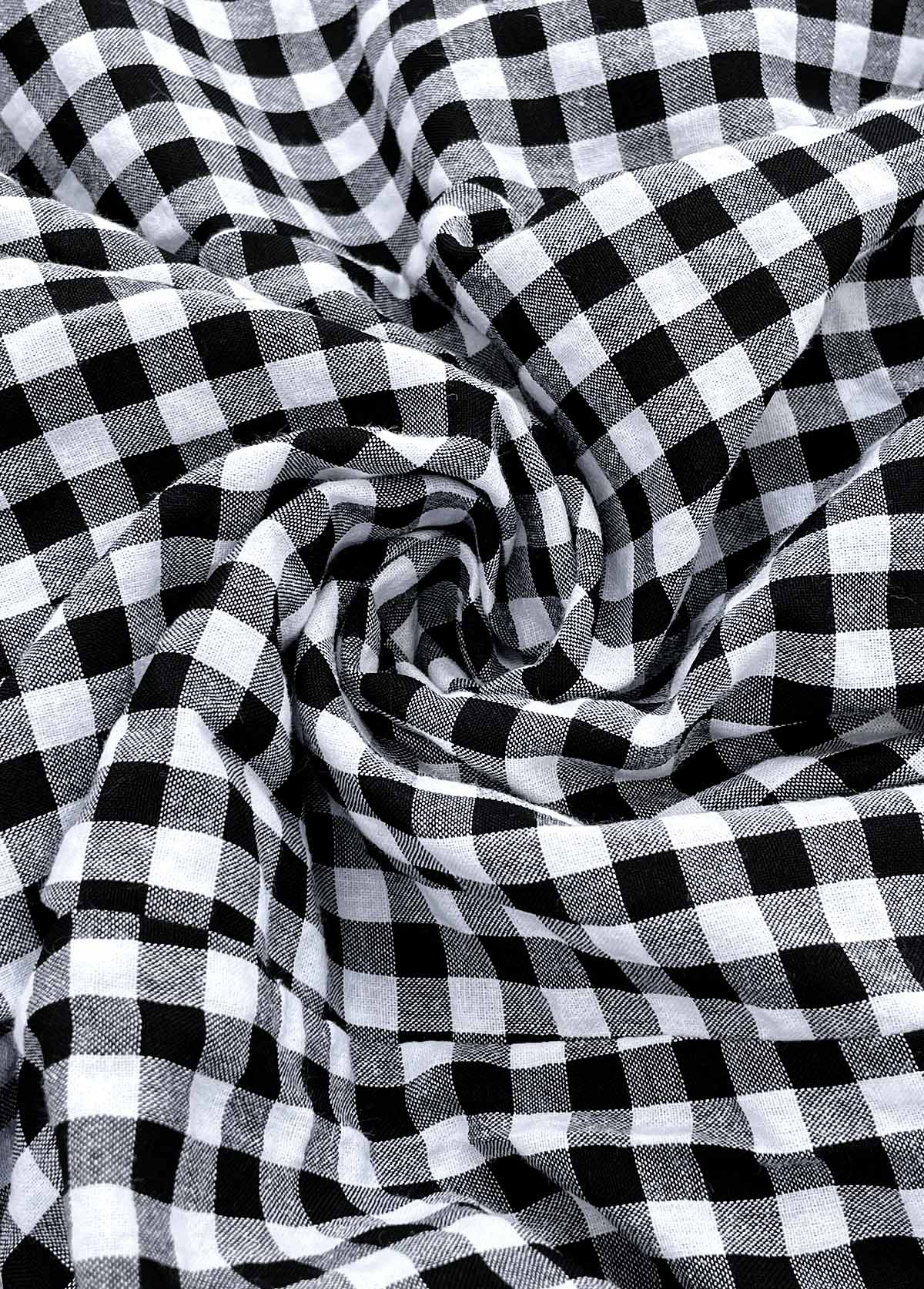 Black bottoms,Plaid bottoms,Plaid Black Elastic Waist High Waisted Pants