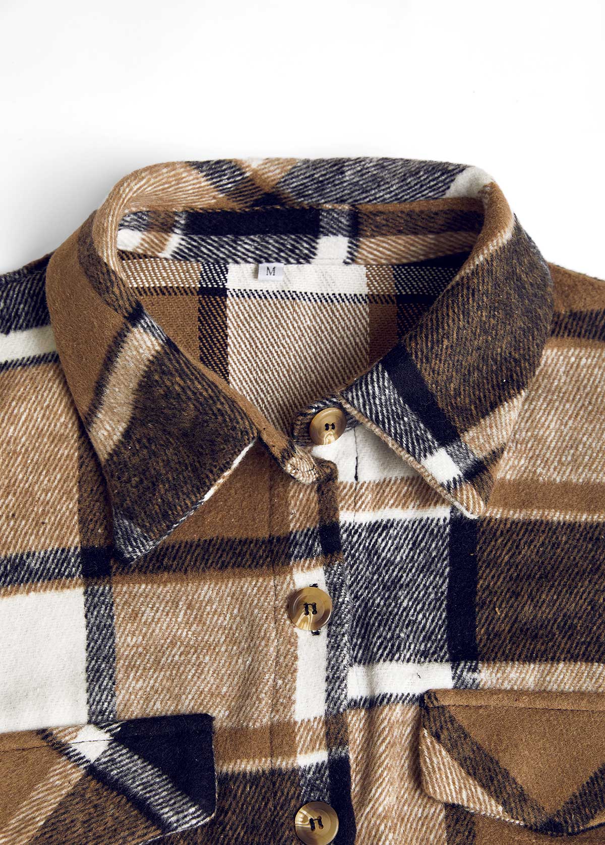 Dark Camel tops,Plaid tops,ROTITA Patchwork Plaid Dark Camel Shirt Collar Sleeveless Waistcoat