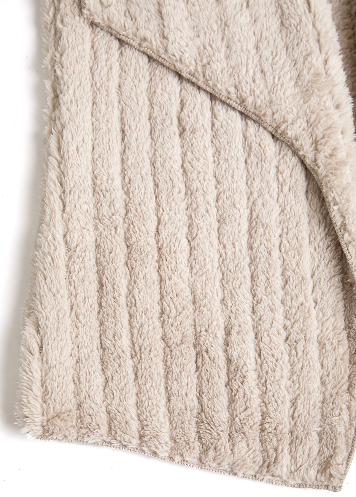Gilet sans manches à col rabattu en peluche légère de couleur camel de Rotita