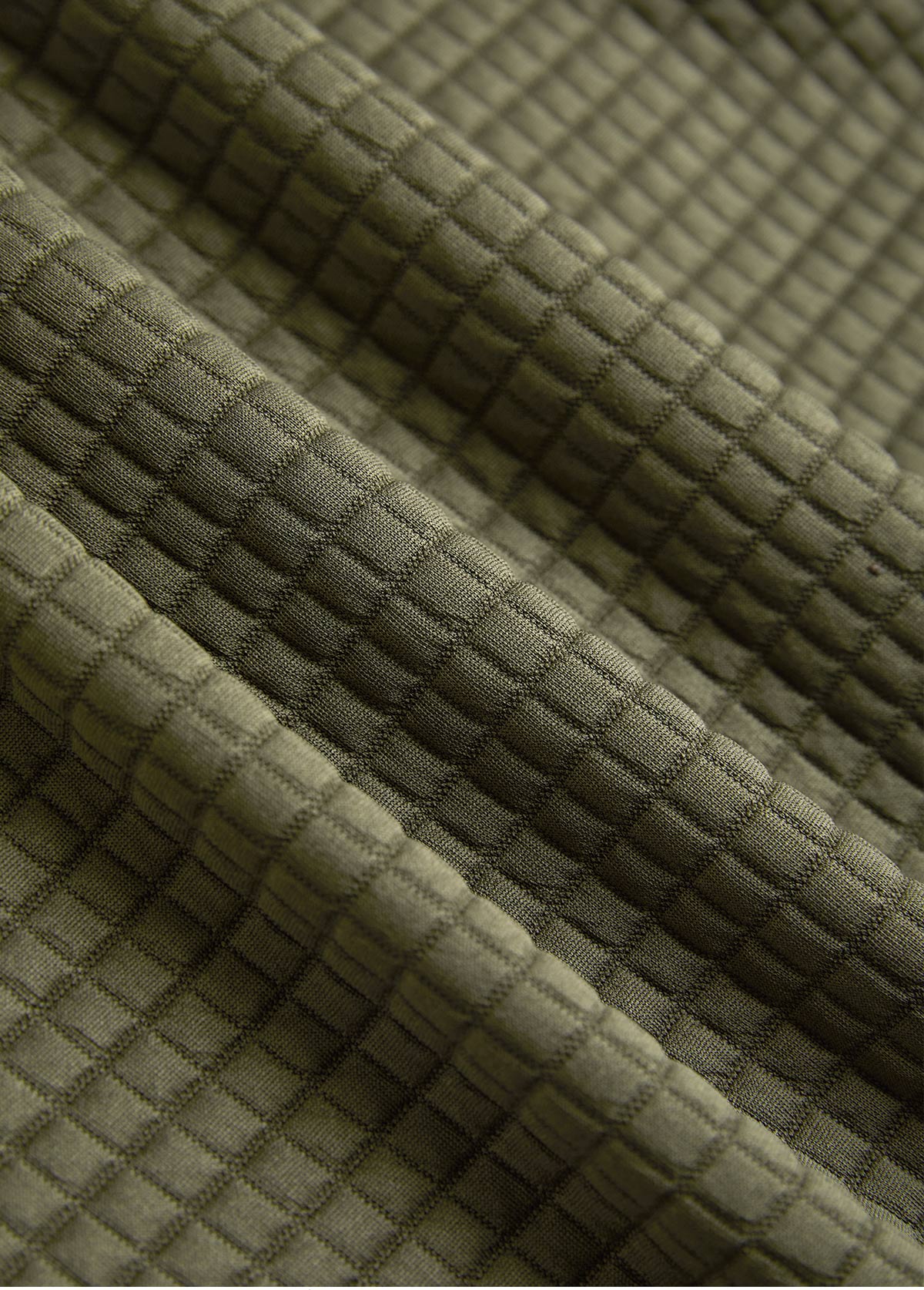 veste à manches longues et col montant en jacquard vert olive rotita