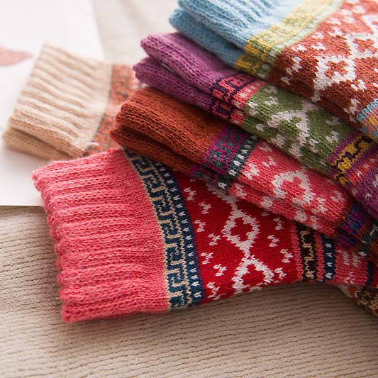 Multi Color accessories,Geometric accessories,Christmas Geometric Print Multi Color Mid Calf Socks