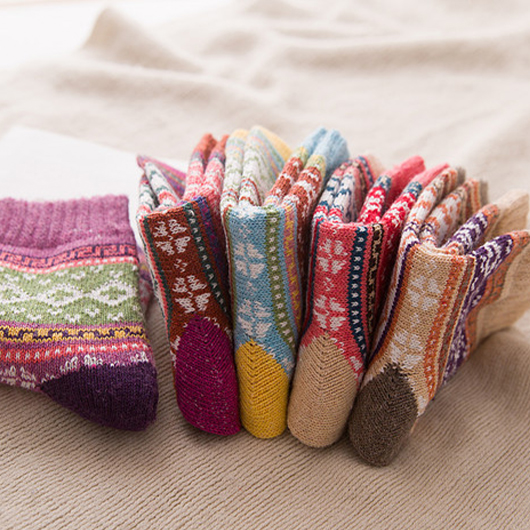Multi Color accessories,Geometric accessories,Christmas Geometric Print Multi Color Mid Calf Socks