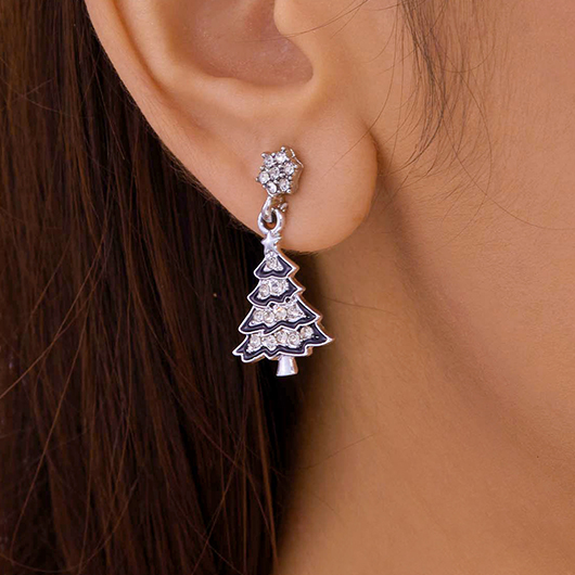 Silver jewelry,Plants jewelry,Christmas Tree Silver Alloy Plant Earrings