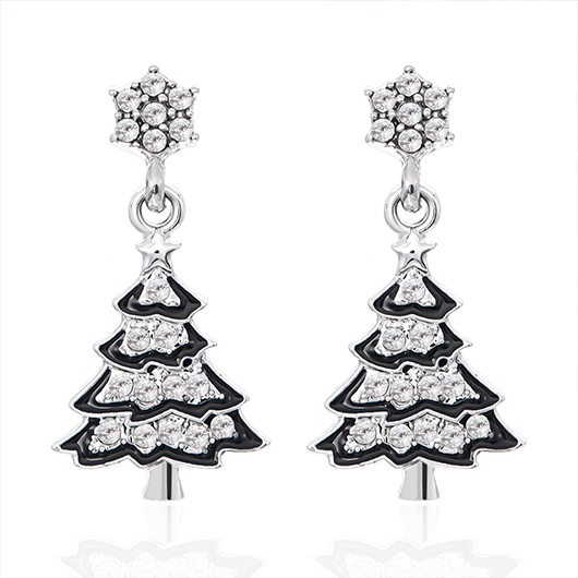 Silver jewelry,Plants jewelry,Christmas Tree Silver Alloy Plant Earrings