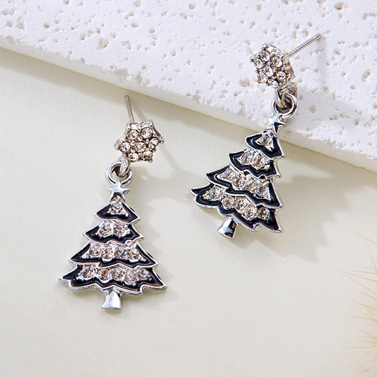 Silver jewelry,Plants jewelry,Christmas Tree Silver Alloy Plant Earrings