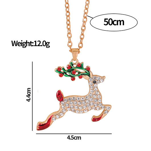 Golden jewelry,Animal Print jewelry,Christmas Reindeer Design Golden Alloy Necklace