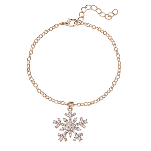 Golden jewelry,Geometric jewelry,Christmas Snowflake Design Golden Alloy Necklace
