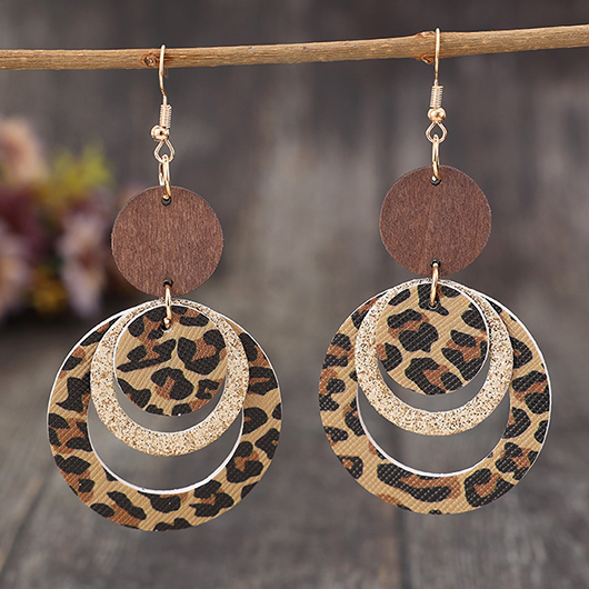 Dark Coffee jewelry,Round Dark Coffee Faux Leather Earrings