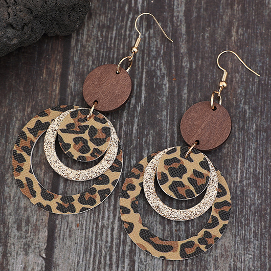 Dark Coffee jewelry,Round Dark Coffee Faux Leather Earrings