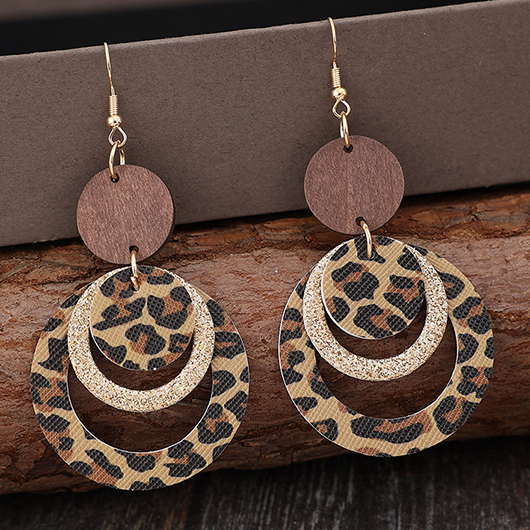 Dark Coffee jewelry,Round Dark Coffee Faux Leather Earrings
