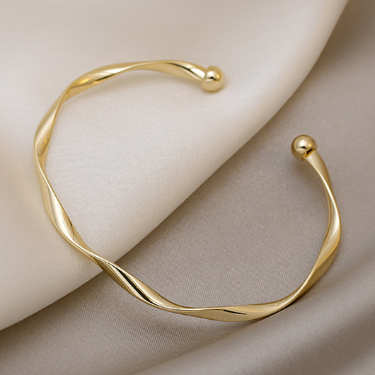 Golden jewelry,Golden Open Cuff Twisted Alloy Bangle