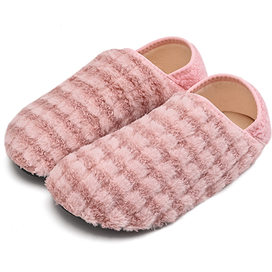 Light Pink shoes,Striped shoes,Geometric shoes,Striped Light Pink Falt Closed Toe Slippers