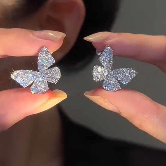 Silver jewelry,Animal Print jewelry,Butterfly Design Silver Alloy Animal Earrings