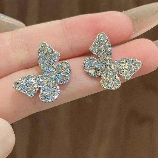 Silver jewelry,Animal Print jewelry,Butterfly Design Silver Alloy Animal Earrings