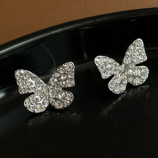 Silver jewelry,Animal Print jewelry,Butterfly Design Silver Alloy Animal Earrings