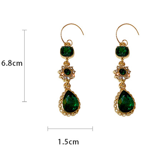 Green Alloy Teardrop Design Long Earrings USD 8.98