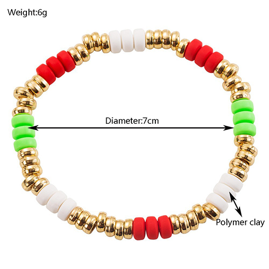Multi Color jewelry,Christmas jewelry,Christmas Multi Color Beaded Alloy Bracelet Set