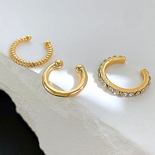 Golden jewelry,Artificial Rhinestone Alloy Detail Golden Earrings