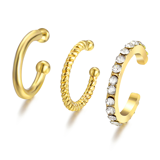 Golden jewelry,Artificial Rhinestone Alloy Detail Golden Earrings