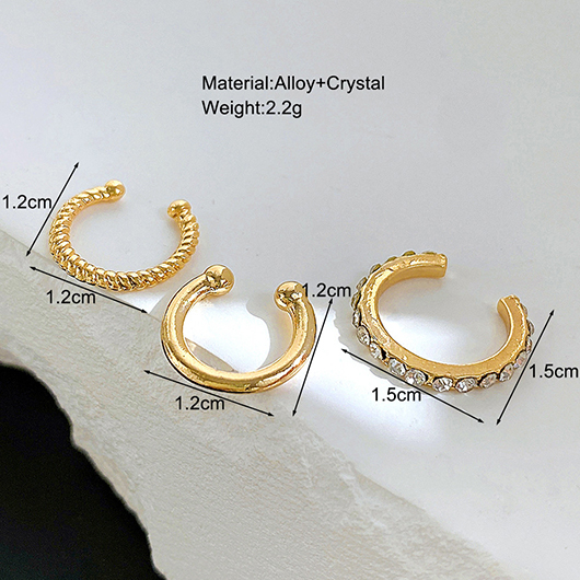 Golden jewelry,Artificial Rhinestone Alloy Detail Golden Earrings