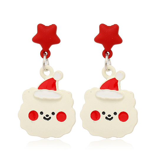 Red jewelry,Christmas jewelry,Christmas Santa Hat Red Alloy Earrings