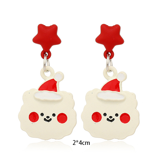 Red jewelry,Christmas jewelry,Christmas Santa Hat Red Alloy Earrings