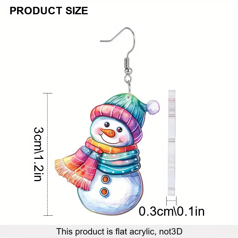 Multi Color jewelry,Christmas Snowman Multi Color Acrylic Earrings