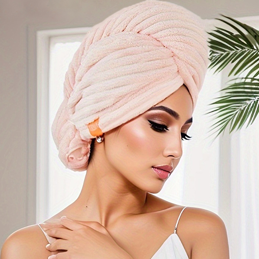 Light Pink accessories,Plain Color accessories,Coral Fleece Light Pink Hair Drying Cap