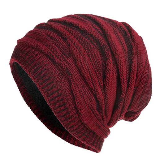 Wine Red accessories,Plain Color accessories,Wine Red Knitted Design Beanie Hat
