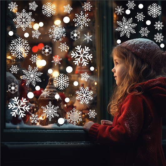 White accessories,Plain Color accessories,Christmas White Snowflake Design Glass Stickers