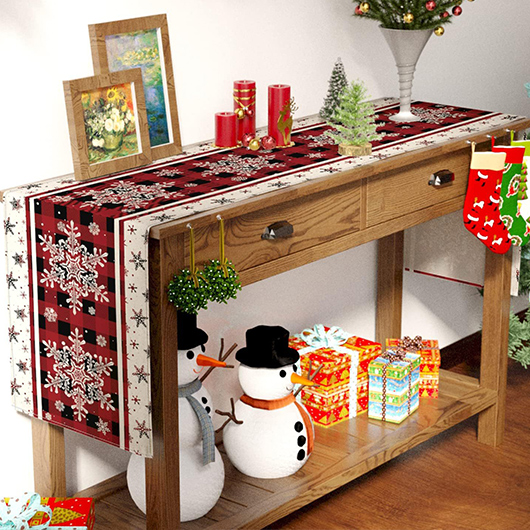 Wine Red accessories,Christmas accessories,Christmas Snowflake Print Wine Red Table Runner