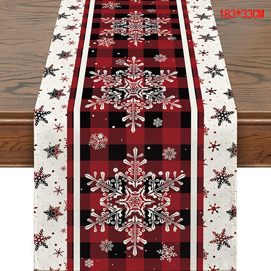 Wine Red accessories,Christmas accessories,Christmas Snowflake Print Wine Red Table Runner