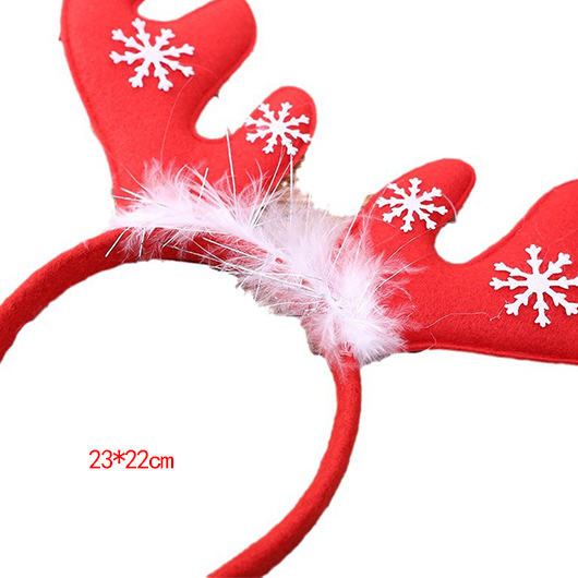 Red accessories,Christmas Reindeer Print Red Feather Headband