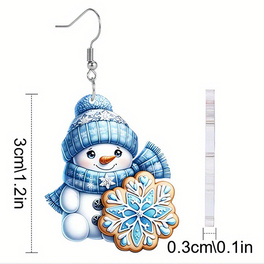 Sky Blue jewelry,Christmas jewelry,Christmas Snowman Sky Blue Acrylic Earrings