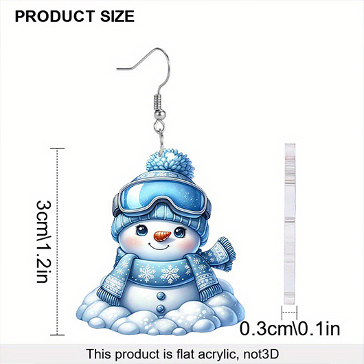 Sky Blue jewelry,Christmas jewelry,Christmas Snowman Sky Blue Acrylic Earrings