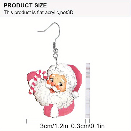 Pink jewelry,Christmas Santa Claus Pink Acrylic Earrings