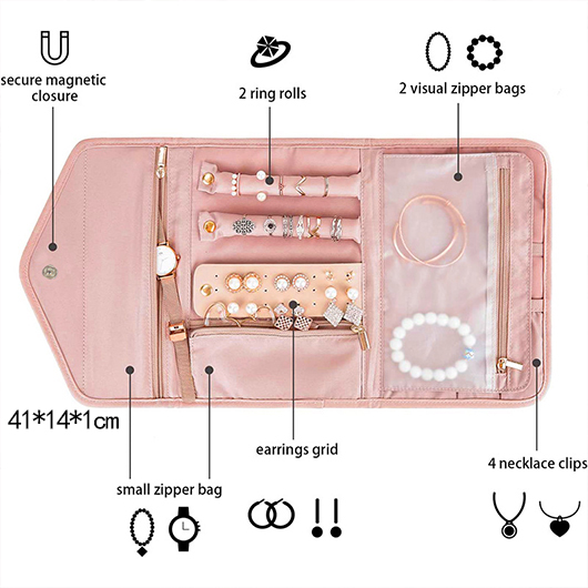 Light Pink accessories,Plain Color accessories,Light Pink Polyester Detail Jewelry Organizer