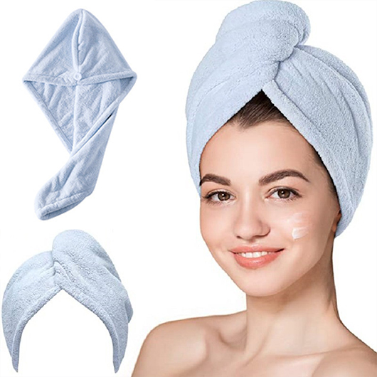 Light Blue accessories,Plain Color accessories,Fiber Light Blue Hair Drying Cap