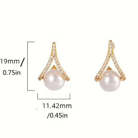White jewelry,Geometric jewelry,White Irregular Design Alloy Pearl Earrings