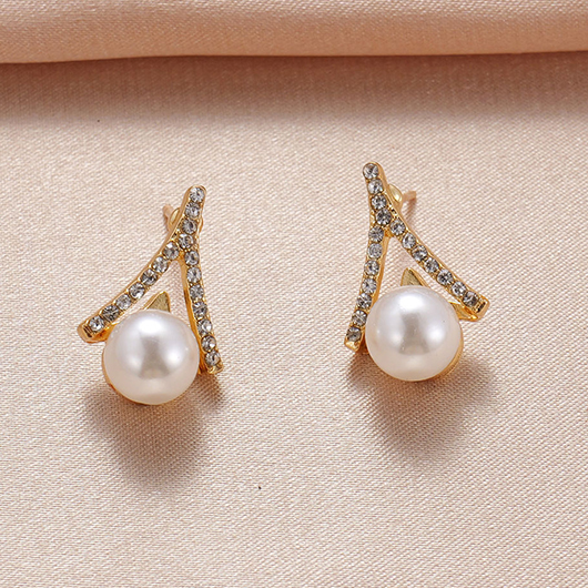 White jewelry,Geometric jewelry,White Irregular Design Alloy Pearl Earrings