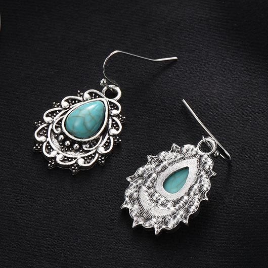 Alloy Detail Teardrop Mint Green Earrings